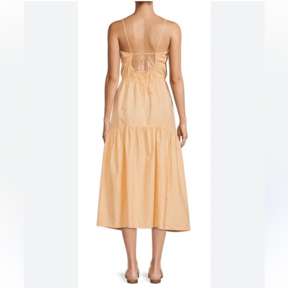 Vince ruched tiered midi dress in peach sz XL - Picture 4 of 12